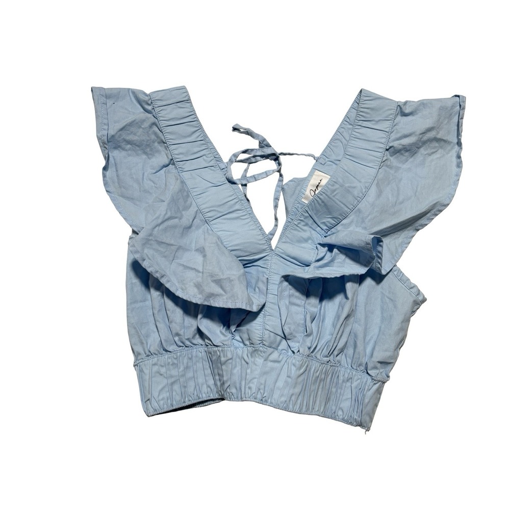 Japra Women's Ruffled Cap Sleeve Cropped Blouse Top Size Medium 23 x 14.5